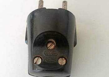 Wtyczka bakelitowa Wu-10 10A 250V z uziemieniem vintage