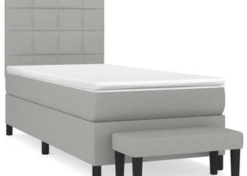 Łóżko kontynentalne z materacem jasnoszare tkanina 80x200 cm WM-3136549