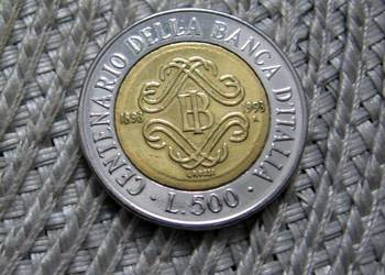 Włochy 500 Lirów 1993r - 100 Lecie Banku Włoch