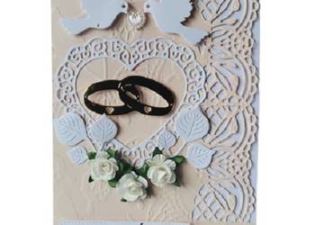 Kartki Pamiątka Ślub Gołębie Obrączka B6 Krem – Biel