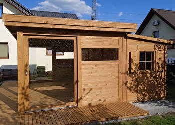 ALTANA 21 3x4,8m z przybudówką Szklana +Podłoga Blacha Rynny PRODUCENT