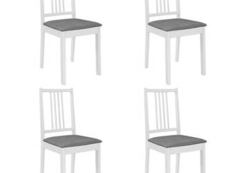 Krzesła z poduszkami 4 szt. białe lite drewno WM-247637