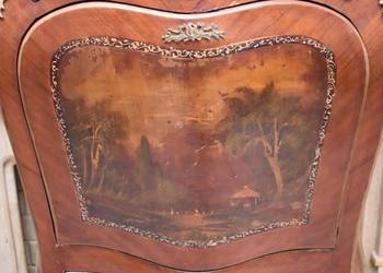 Piękna Drewniana Brzuchata Komoda Blat Marmur - Intarsje Ludwik - Szafka