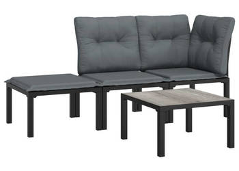 4-cz. zestaw wypoczynkowy do ogrodu czarno-szary rattan PE WM-362804