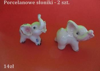Porcelanowe słoniki - 2 szt/ porcelana/ bibeloty/ dekoracje