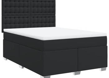 Łóżko z Materacem Kontynentalne Czarne Ekoskóra 160x200 cm WM-3290728