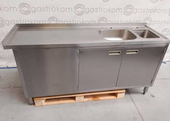 Stół z 2 zlewami-P drzwi otwierane 175x52x90