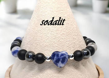 Bransoletka z sodalitu, SODALIT, serce, kulka #492