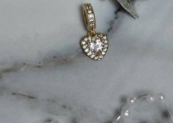 Charms zawieszka kryształowe serce próba S 925 do bransoletek modułowych