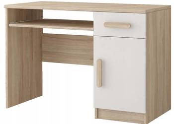 Biurko 110 cm  kolor biały / dąb sonoma / szary .