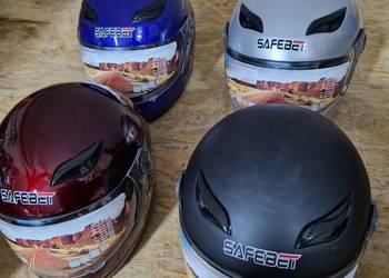 Kask safebet super helmet 59-60 L czerwony niebieski srebr