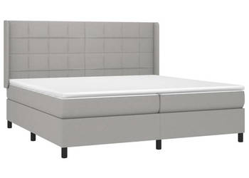 Łóżko kontynentalne z materacem jasnoszare tkanina 200x200cm WM-3138341