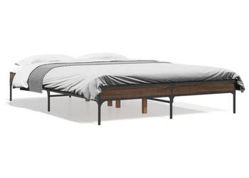 Rama łóżka brązowy dąb materiał drewnopochodny 140x190 cm WM-845040