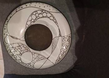 Emaliowana dekoracyjna patera, średnica 28 cm