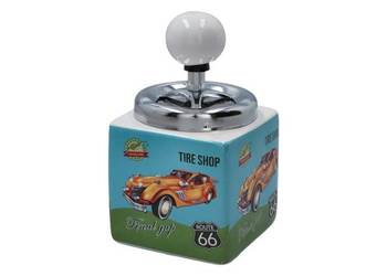 Popielniczka Ceramiczna Kwadratowa Retro Roadster Tire Shop turkus/zieleń