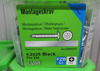 Essve wkręt montażowy z nawiertką 4,2x13 4,2x25 black white
