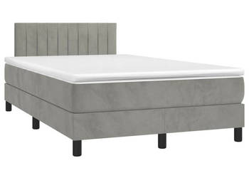 Łóżko kontynentalne z materacem i LED szare aksamit 120x200cm WM-3134513