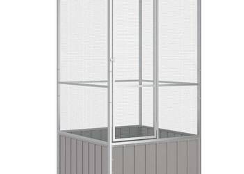 vidaXL Woliera, szara, 111x107x211,5 cm, galwanizowana stal(SKU:171551)