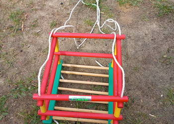 Huśtawka drewniana szczebelkowa - kolorowa