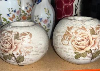 Kula z różą, świecznik na t-lith -przycisk na biurko.