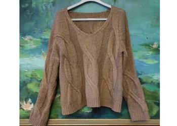 Italy włoski sweter w warkocze pleciony ciepły mięciutki modny oversize