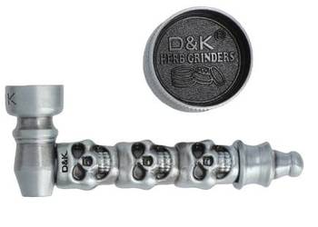 Zestaw Młynek do suszu + Lufka + Sitka z Metalu w Srebrnym Kolorze D&K