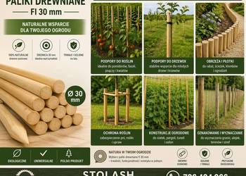 Drążki, patyki, kołki, tyczki drewniane 30