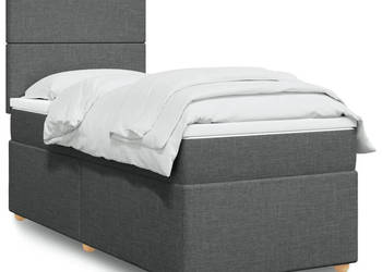 Łóżko kontynentalne z materacem ciemnoszara tkanina 80x200 cm WM-3291101