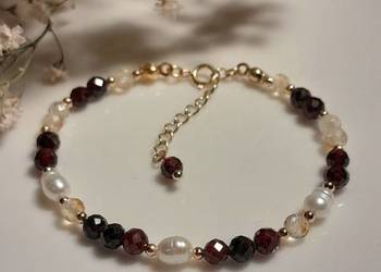 Kamienie naturalne Granat Perła Cytryn Bransoletka Ochrony i Szczęścia