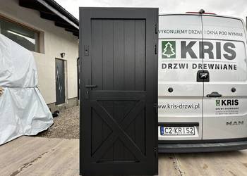 Drzwi wejściowe zewnętrzne Amerykańskie drewniane czarne