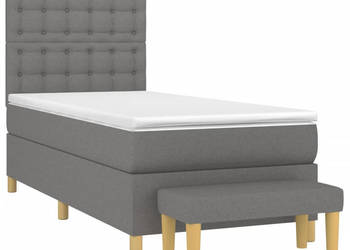 Łóżko kontynentalne z materacem ciemnoszara tkanina 90x200 cm WM-3137446