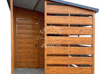 Schowek - domek ogrodowy 2,5x4m + wiata 1,5 m drewnopodobny ID1073