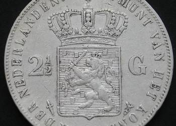 HOLANDIA 2 1/2 GULDENA 1874 - KRÓL WILLEM WILHEM III - SREBRO