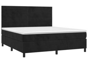 Łóżko z Materacem Kontynentalne Czarne Aksamit LED 160x200cm WM-3136193