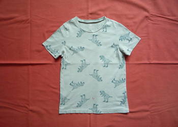 H&M r. 134 Niebiesko-zielona Koszulka Dinozaury