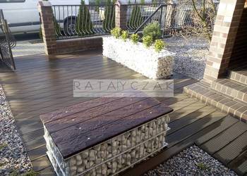 Meble ogrodowe taboret ławka stół do ogrodu ogród gabiony