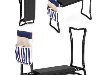 Składany klęcznik - stołek do pracy w ogrodzie 2w1 - niebieski