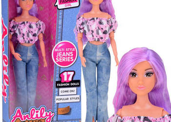 Anlily lalka z długimi pastelowymi włosami w jeansach ZA5305