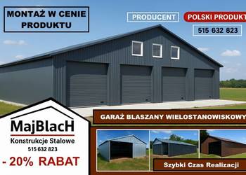 Wysoki Garaż Blaszany z Bramami Wjazdowymi |Hala | Konstrukcja – Maj-Blach