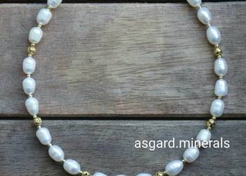 Naszyjnik amulet energii naturalne perły słodkowodne lawa wulkaniczna