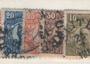 Szwecja zn. Mi 73, 4, 5, 7, 9  kas 1911
