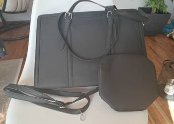 Nowa czarna torba na ramię + saszetka wym. 42x30x15 cm, brak metki