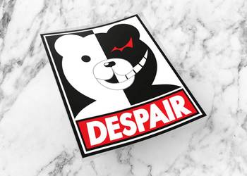Naklejka DESPAIR 7,5 x 6 cm danganronpa mono kuma