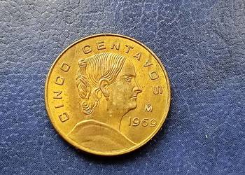 Stare monety 5 centavo 1969 Meksyk mennicza