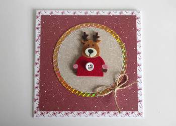 Kartka ręcznie robiona na Święta Bożego Narodzenia renifer