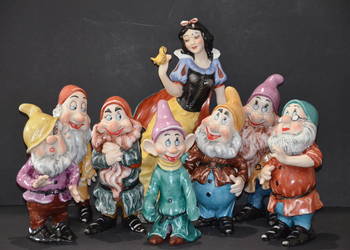 Roceram porcelana Królewna Śnieżka i Krasnoludki kolor kpl.