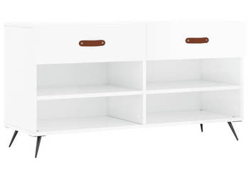 Ławka z miejscem na buty wysoki połysk biała 102x35x55 cm WM-829710