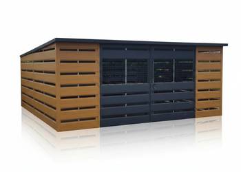 Wiata Śmietnikowa 5×3 m Drewnopodobna Spad na tył PREMIUM