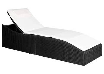 Leżak ogrodowy z poduszką rattan PE czarny WM-44134