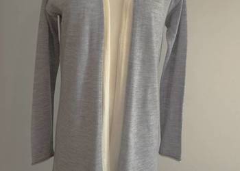 Sweter Blezer Wełniany 100% Wełna Merino Długi Jasnoszary M